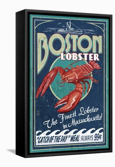 Boston, Massachusetts - Lobster-Lantern Press-Framed Stretched Canvas