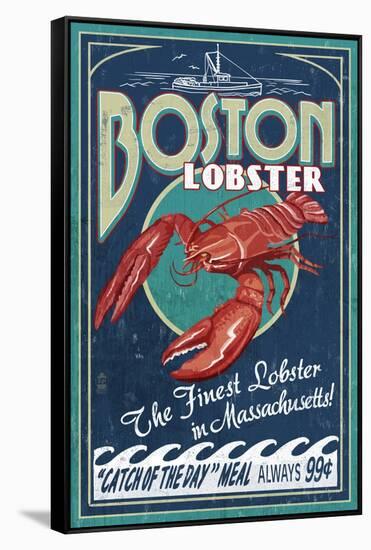 Boston, Massachusetts - Lobster-Lantern Press-Framed Stretched Canvas