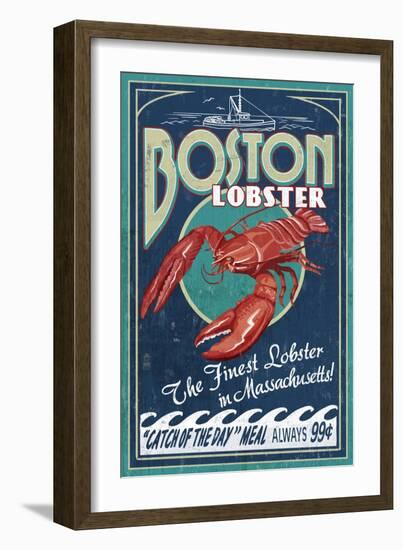 Boston, Massachusetts - Lobster-Lantern Press-Framed Art Print