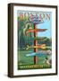 Boston, Massachusetts - Neighborhoods Sign Destinations-Lantern Press-Framed Art Print