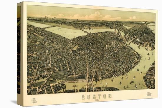 Boston, Massachusetts - Panoramic Map-Lantern Press-Stretched Canvas