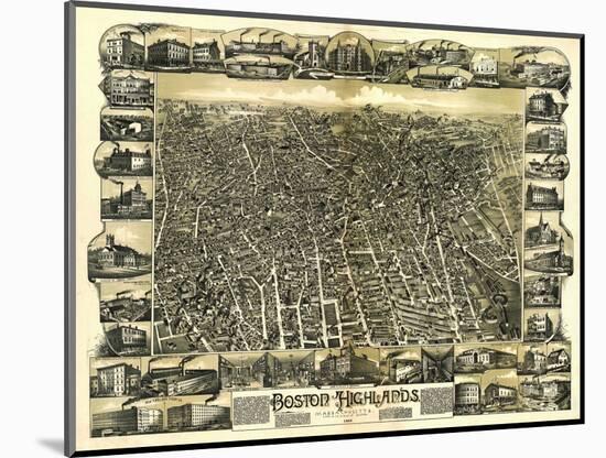 Boston, Massachusetts - Panoramic Map-Lantern Press-Mounted Art Print