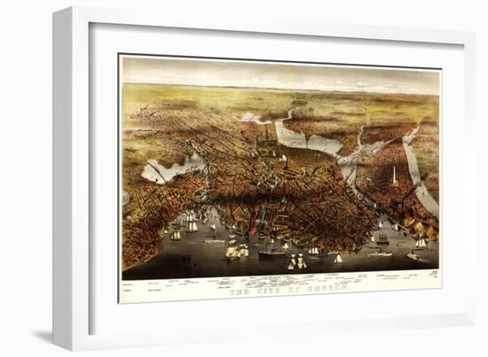 Boston, Massachusetts - Panoramic Map-Lantern Press-Framed Art Print