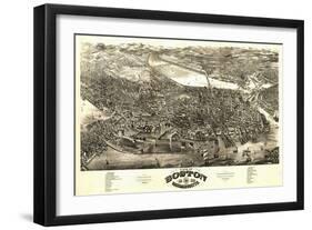 Boston, Massachusetts - Panoramic Map-Lantern Press-Framed Art Print