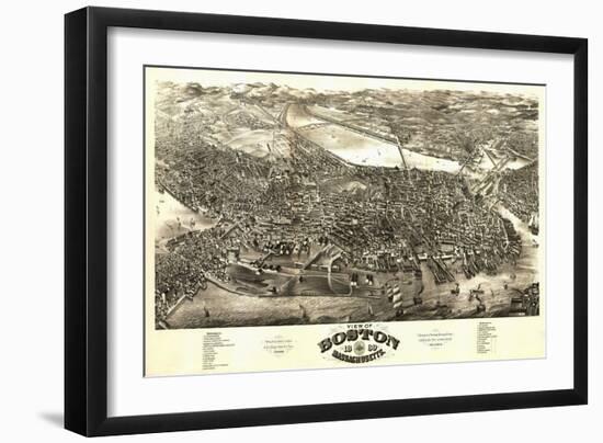 Boston, Massachusetts - Panoramic Map-Lantern Press-Framed Art Print