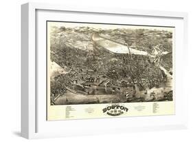 Boston, Massachusetts - Panoramic Map-Lantern Press-Framed Art Print