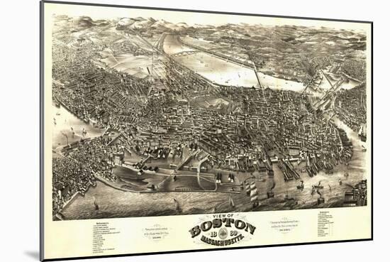 Boston, Massachusetts - Panoramic Map-Lantern Press-Mounted Art Print