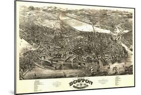 Boston, Massachusetts - Panoramic Map-Lantern Press-Mounted Art Print