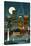 Boston, Massachusetts - Retro Skyline (no text)-Lantern Press-Stretched Canvas