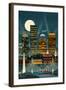 Boston, Massachusetts - Retro Skyline (no text)-Lantern Press-Framed Art Print