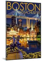 Boston, Massachusetts - Skyline at Night-null-Mounted Poster