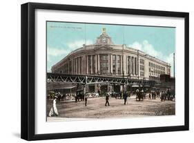 Boston, Massachusetts - South Station with Elevated Train-Lantern Press-Framed Art Print