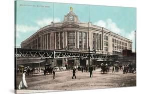 Boston, Massachusetts - South Station with Elevated Train-Lantern Press-Stretched Canvas