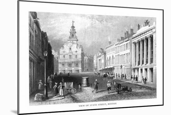 Boston, Massachusetts, State Street View of the Old State House-Lantern Press-Mounted Art Print