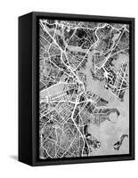 Boston Massachusetts Street Map-Michael Tompsett-Framed Stretched Canvas