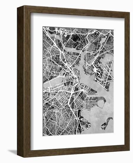 Boston Massachusetts Street Map-Michael Tompsett-Framed Art Print