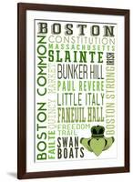 Boston, Massachusetts - Typography with Claddaugh-Lantern Press-Framed Art Print