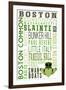 Boston, Massachusetts - Typography with Claddaugh-Lantern Press-Framed Art Print