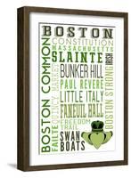 Boston, Massachusetts - Typography with Claddaugh-Lantern Press-Framed Art Print