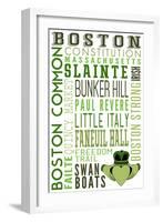 Boston, Massachusetts - Typography with Claddaugh-Lantern Press-Framed Art Print