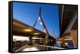 Boston, Massachusetts, USA. Leonard P. Zakam Bunker Hill Bridge.-Brent Bergherm-Framed Stretched Canvas