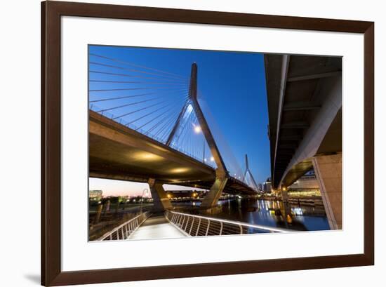 Boston, Massachusetts, USA. Leonard P. Zakam Bunker Hill Bridge.-Brent Bergherm-Framed Premium Photographic Print