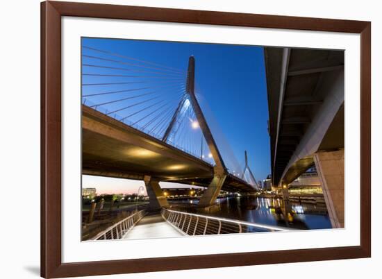 Boston, Massachusetts, USA. Leonard P. Zakam Bunker Hill Bridge.-Brent Bergherm-Framed Premium Photographic Print