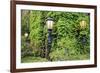 Boston, Massachusetts, USA. Street lamps with abundant foliage of historic buildings.-Brent Bergherm-Framed Premium Photographic Print