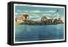 Boston, Massachusetts - View of Boston Harbor and Boston Lighthouse-Lantern Press-Framed Stretched Canvas