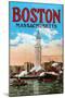 Boston Massachusetts-null-Mounted Art Print