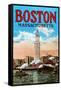 Boston Massachusetts-null-Framed Stretched Canvas