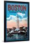 Boston Massachusetts-null-Framed Premium Giclee Print