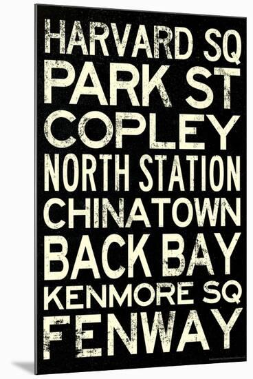 Boston MBTA Stations Vintage Subway RetroMetro Travel Poster-null-Mounted Poster