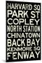 Boston MBTA Stations Vintage Subway RetroMetro Travel Poster-null-Mounted Poster