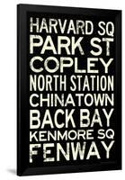 Boston MBTA Stations Vintage Subway RetroMetro Travel Poster-null-Framed Poster