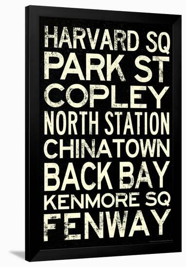 Boston MBTA Stations Vintage Subway RetroMetro Travel Poster-null-Framed Poster