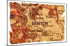 Boston Old Map-Pontuse-Mounted Art Print