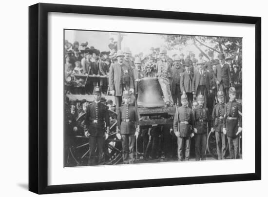 Boston Police Watch over the Liberty Bell That Has Arrived by Train-null-Framed Art Print