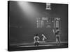 Boston Red Sox Player Ted Williams, While Watching Pitcher Warm-up. Catcher Sherm Lollar-Frank Scherschel-Stretched Canvas