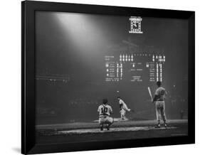 Boston Red Sox Player Ted Williams, While Watching Pitcher Warm-up. Catcher Sherm Lollar-Frank Scherschel-Framed Premium Photographic Print