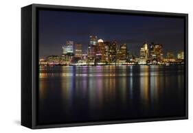 Boston Skyline at Night, Massachusetts, USA-jiawangkun-Framed Stretched Canvas