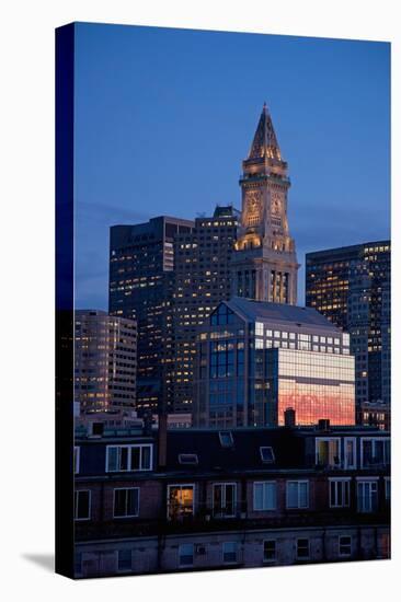 Boston Skyline at Sunset Features Commerce House Tower, Boston, Ma.-Joseph Sohm-Stretched Canvas