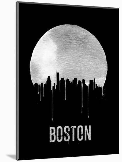 Boston Skyline Black-null-Mounted Art Print