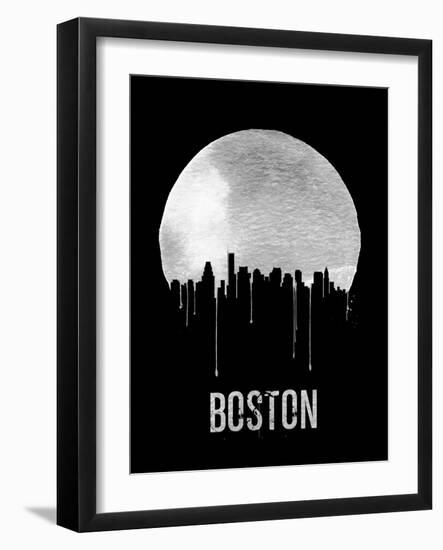 Boston Skyline Black-null-Framed Art Print