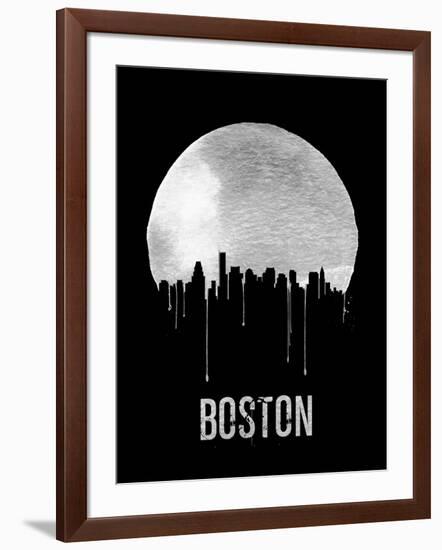 Boston Skyline Black-null-Framed Art Print