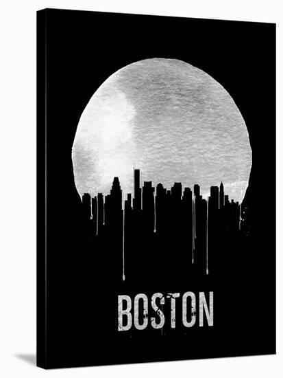 Boston Skyline Black-null-Stretched Canvas