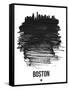 Boston Skyline Brush Stroke - Black-NaxArt-Framed Stretched Canvas