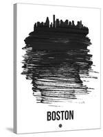 Boston Skyline Brush Stroke - Black-NaxArt-Stretched Canvas