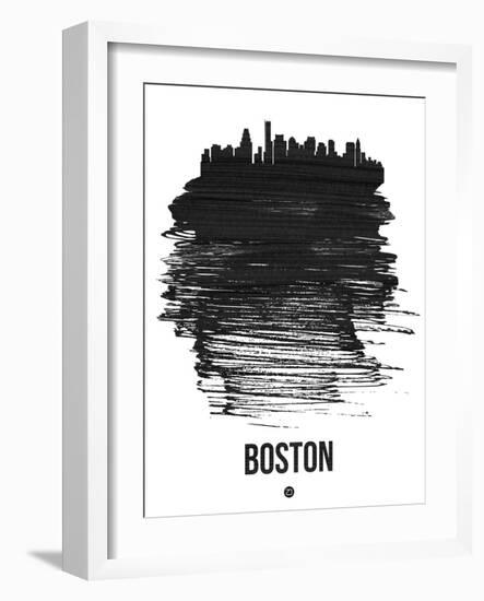 Boston Skyline Brush Stroke - Black-NaxArt-Framed Art Print