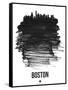 Boston Skyline Brush Stroke - Black-NaxArt-Framed Stretched Canvas